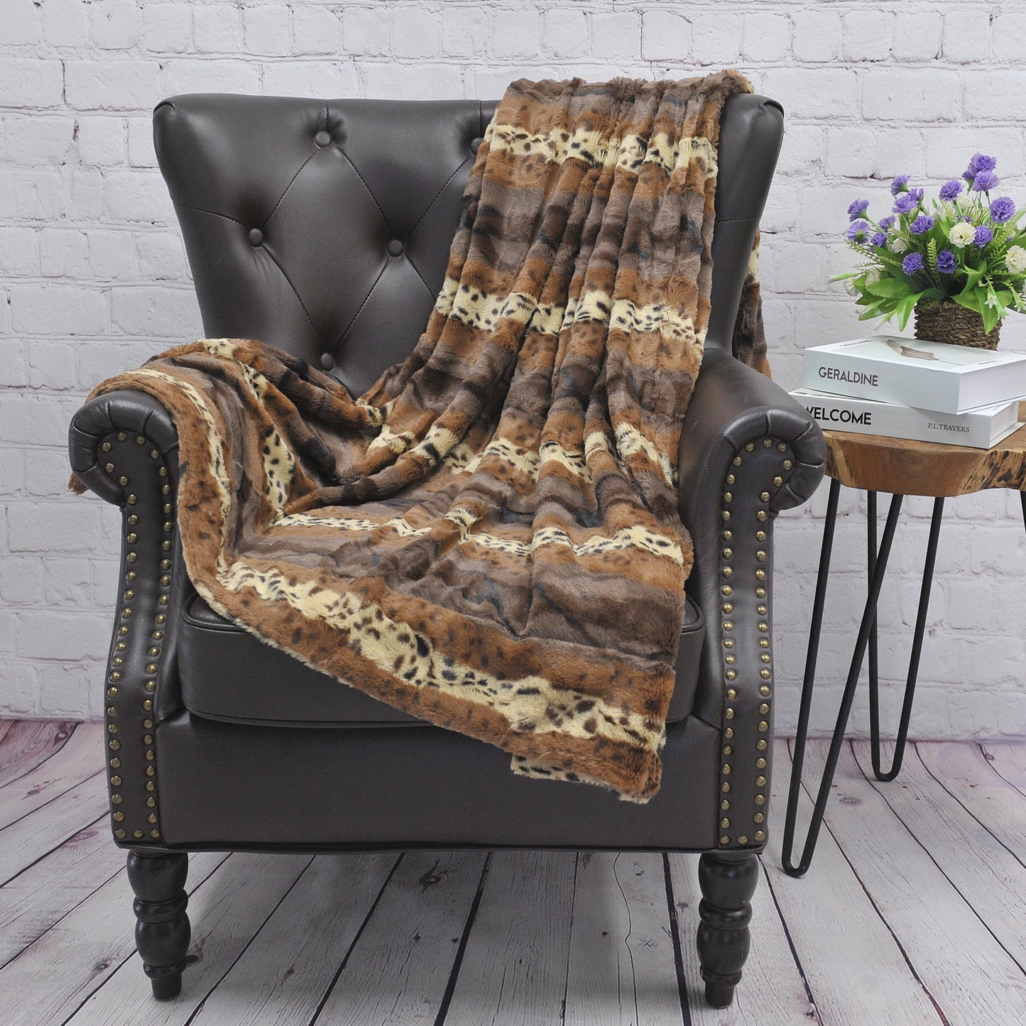 Animal Double Sided Faux Fur Throw