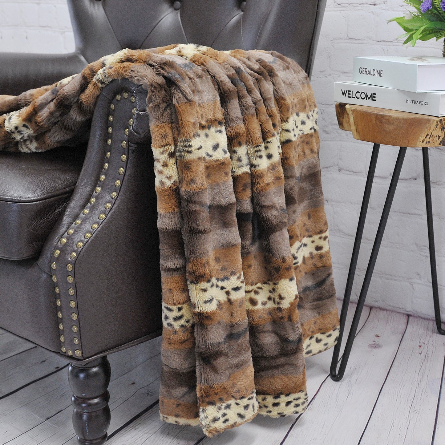 Animal Double Sided Faux Fur Throw