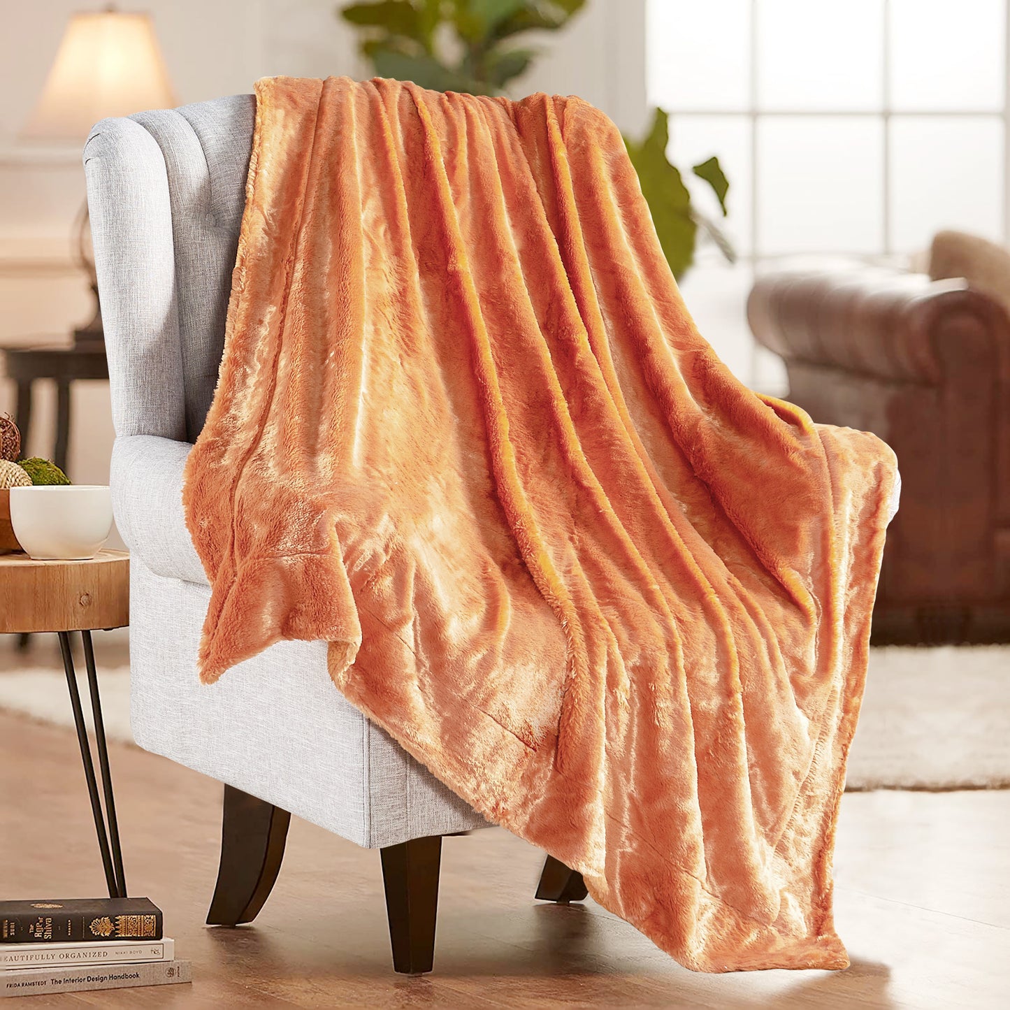 Plain Faux Fur Throw