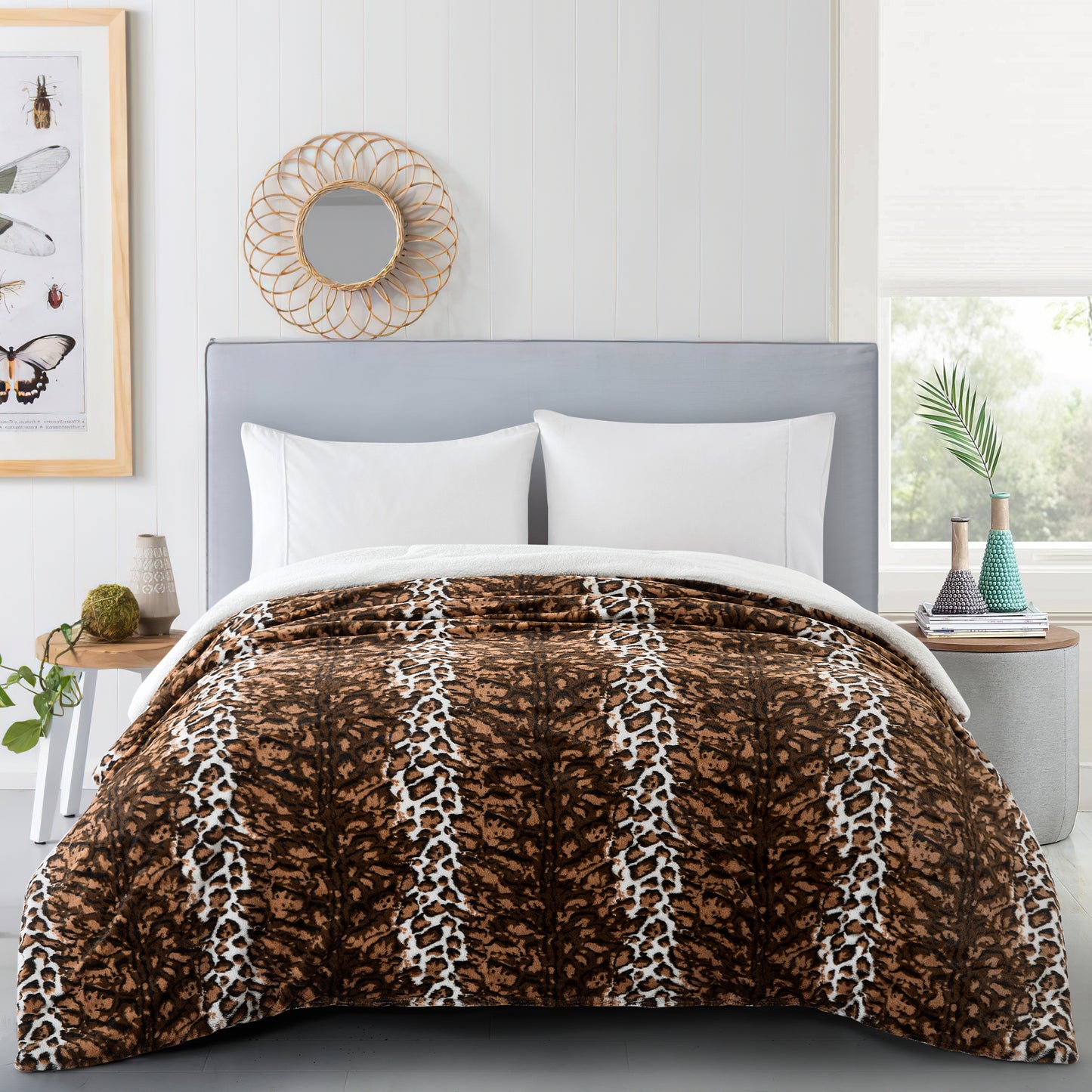 Animal Nature Faux Fur & Sherpa Backing Blanket